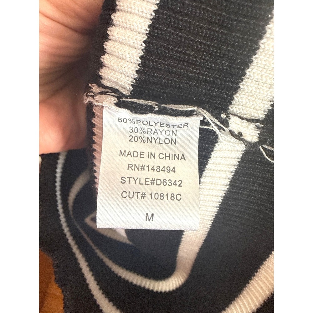 Charlotte Russe Womens Black White Striped Ribbed Bodycon Dress Medium - Picture 3 of 7